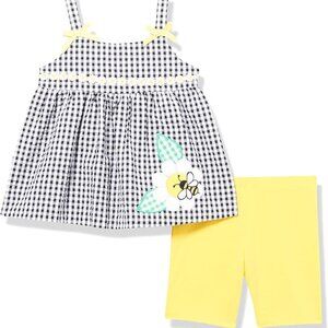 Bonnie Jean Baby Girl Daisy and Bee Applique Summer Shorts Set Size 0-3 M NEW
